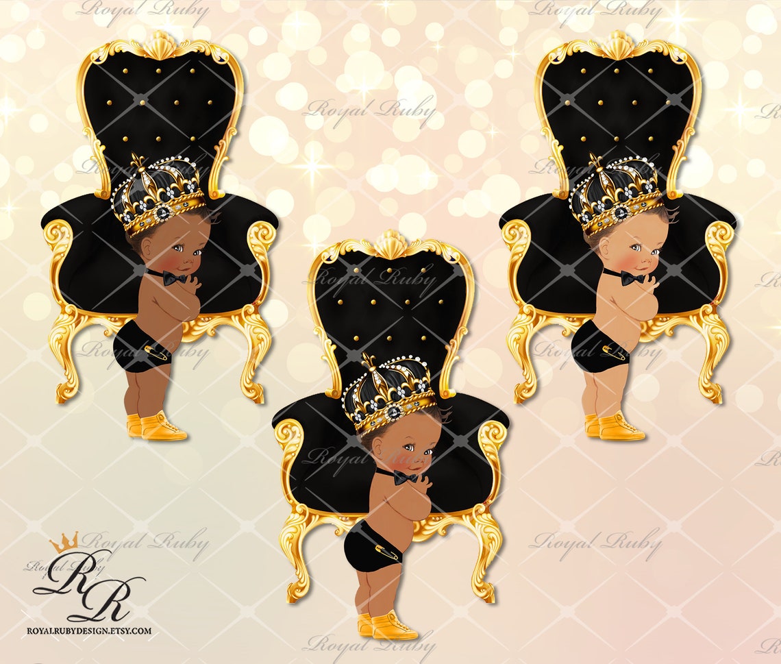 Royal Prince Baby Boy Black Gold Throne african American Baby Etsy