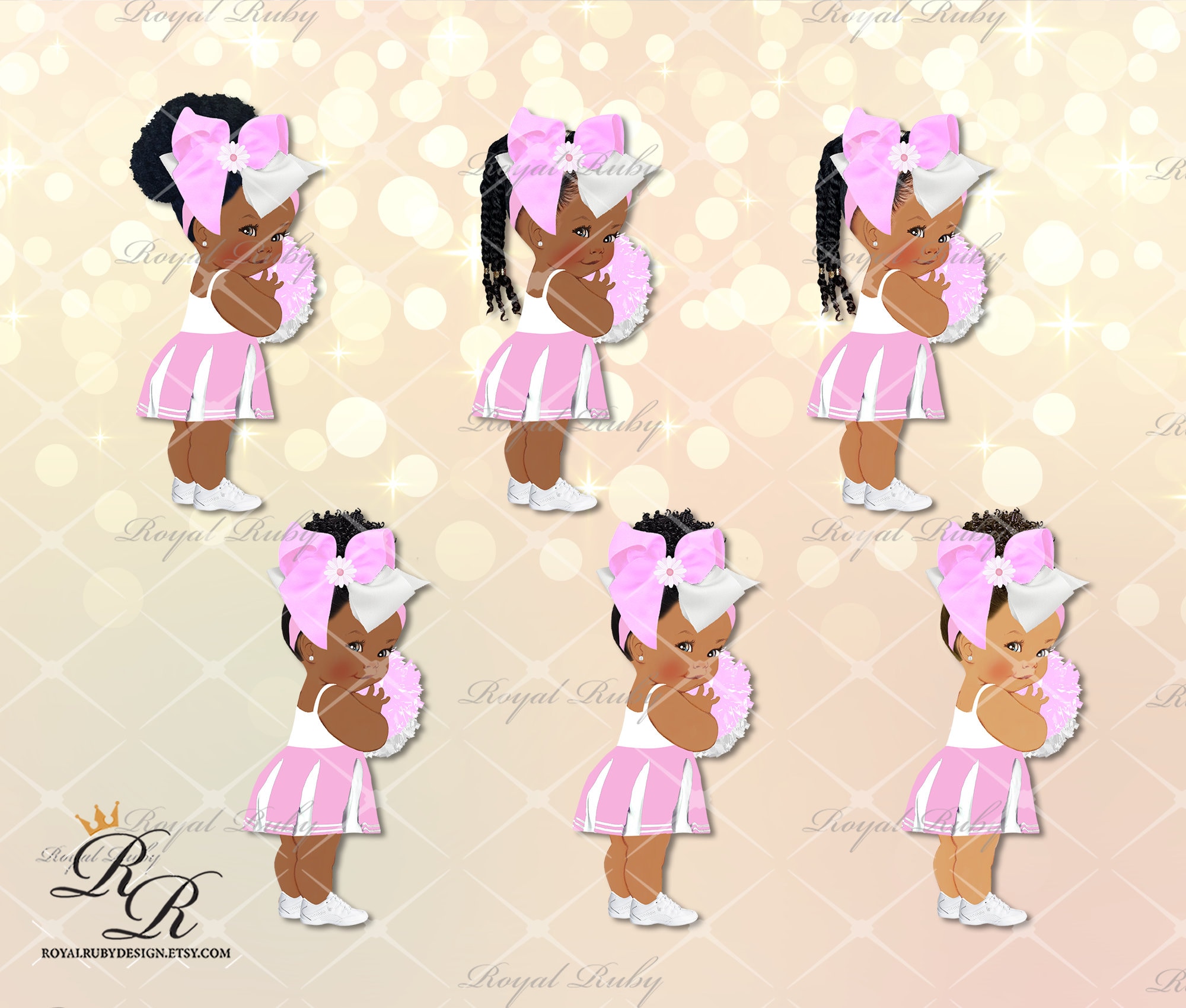 Pink white cheerleader baby girl African American Baby Girl Etsy