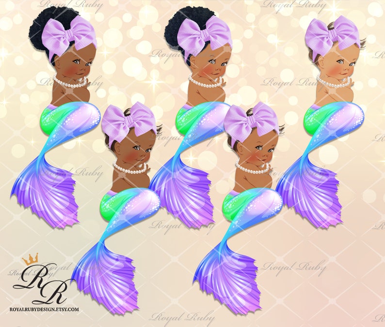 Mermaid Baby Girl Purple Blue Green African American Baby Etsy