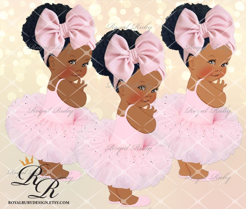 Pink Ballerina Baby Girl Afro Puff African American Baby 3 Etsy