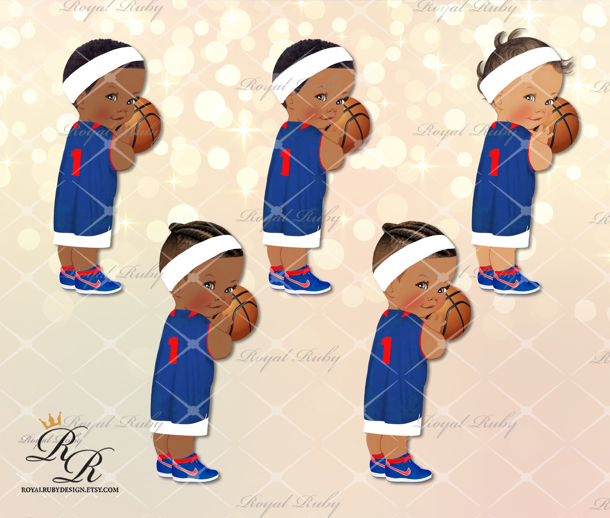 Blue red basketball player baby boy sports African American Etsy