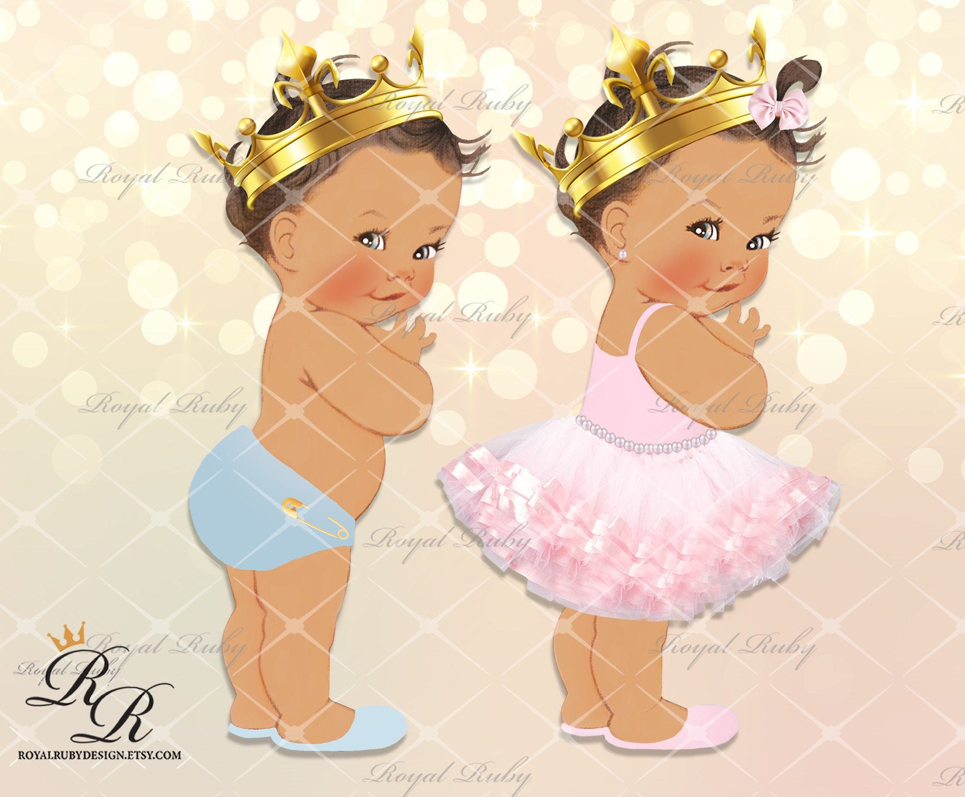 Royal prince purple baby boy tennis shoes Baby shower decor- Clipart Instant download 3 skin tones African American Baby LB129