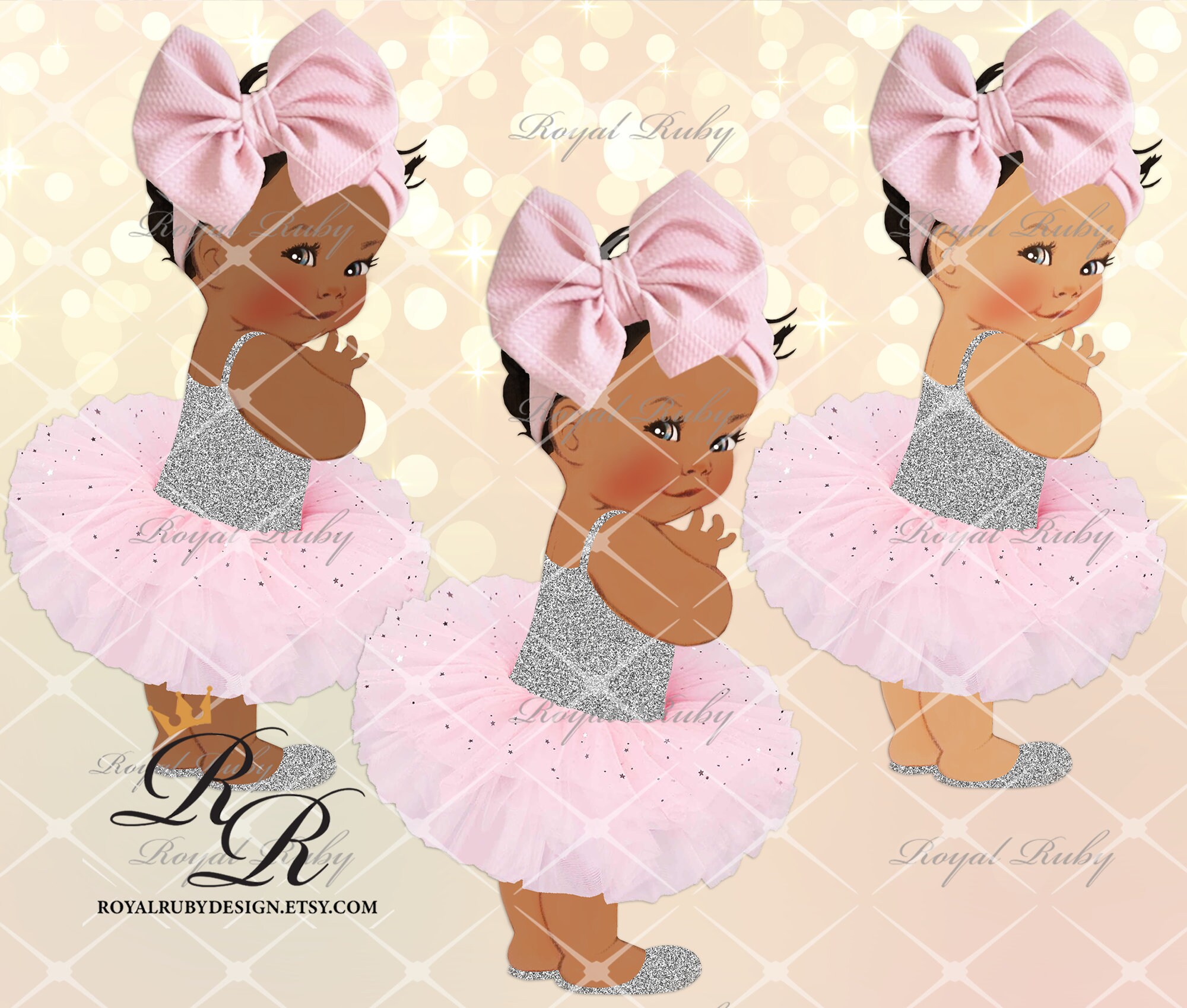 Papercraft Vintage African American Baby 3 skin tones LG036 Instant