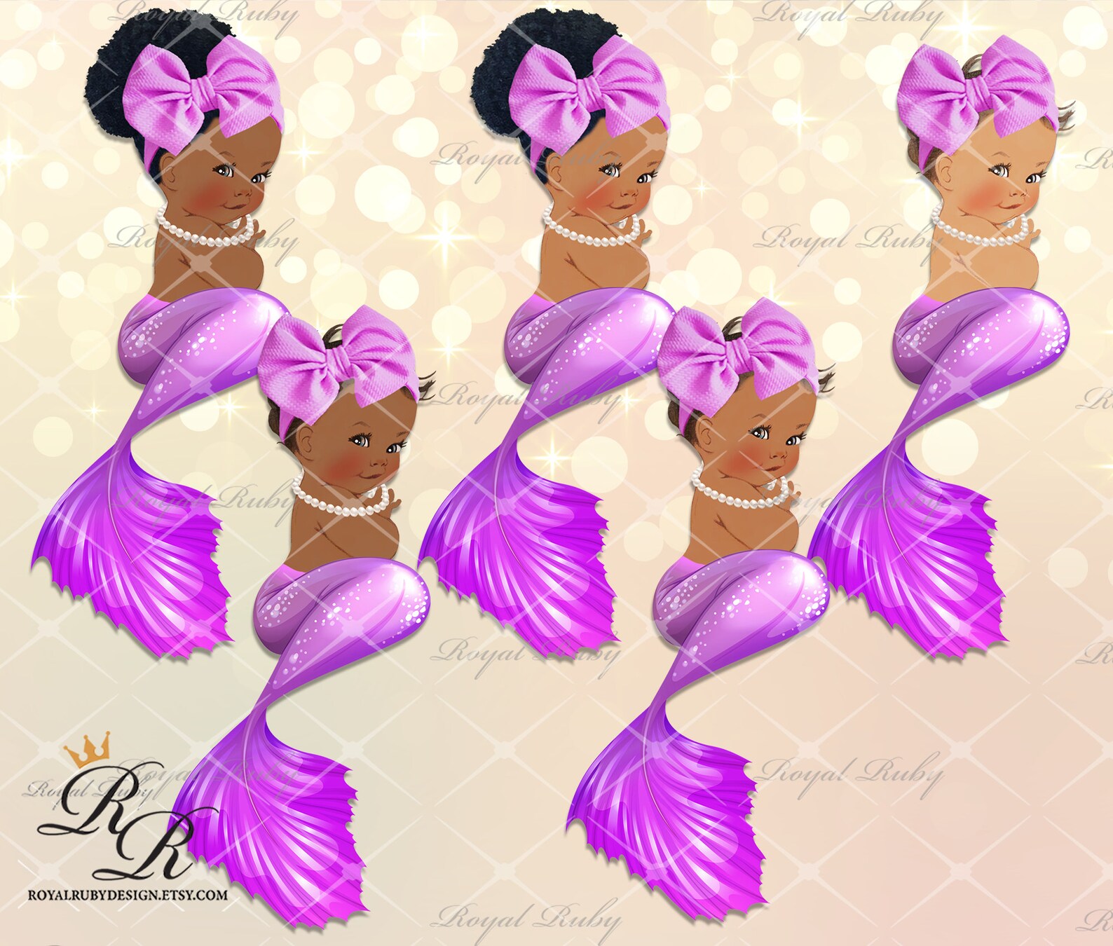 Mermaid Baby Girl Pink Purple African American Baby Baby Etsy