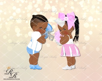REVERSED Fußball Babyparty pink blau | Afroamerikaner Baby | Dunkle Hautfarbe | Football Gender Reveal - Instant download - LF061