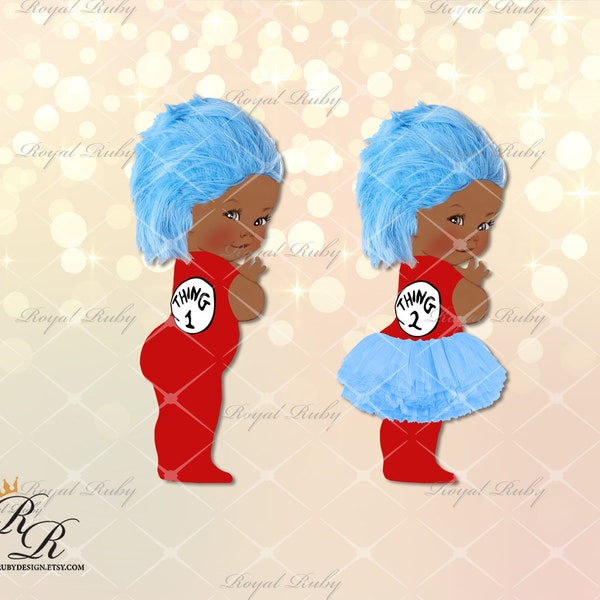 Thing 1 Thing 2 Dr. Seuss baby boy girl pair | | 3 skin tones| Thing one two Baby shower decorations - Clipart Instant download - LP079