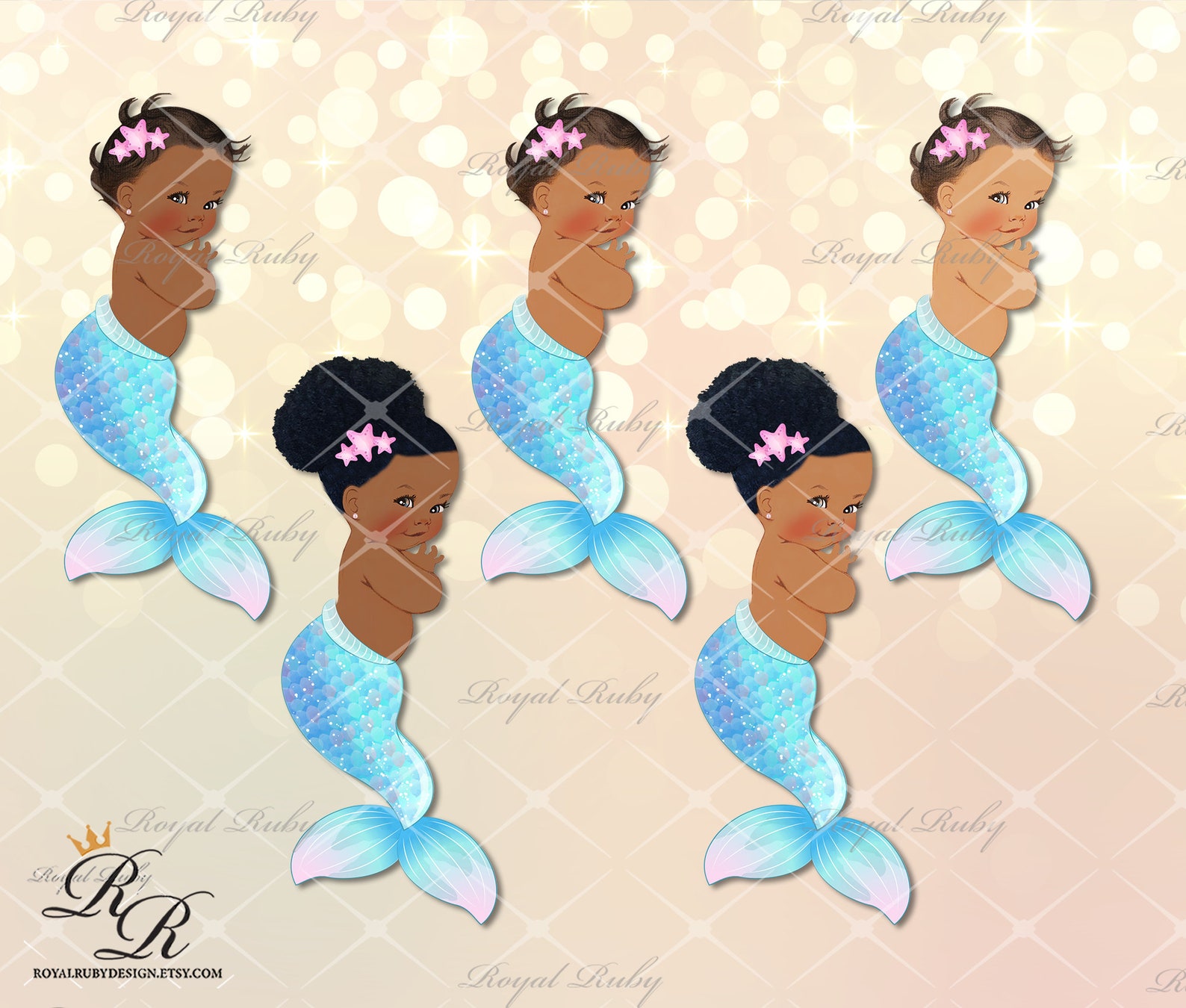 Mermaid baby girl blue pink African American Baby mermaid Etsy