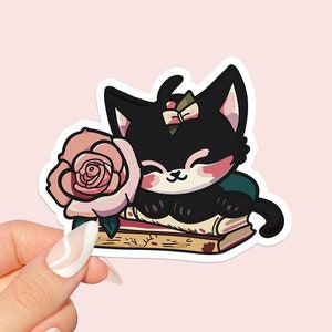 Reading Book Lovers Gift, Bookish Sticker Kindle, e-reading, Bookworm Lovers Stickers, Booktok Vinyl Stickers, Cute Cat Kawaii Sticker