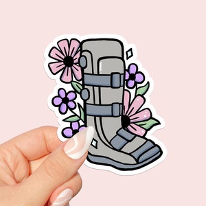 Walking Boot Floral Vinyl Sticker, Broken Leg Sticker, Broken Ankle Gift, Get Well Soon Patient Gifts, Accident Prone, Recovery Gifts