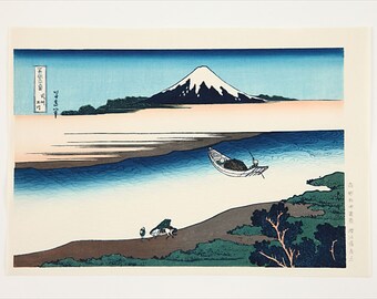 Katsushika Hokusai.Bushu Tamagawa Handmade Japanese Ukiyo-E Woodblock Print. Japanese Washi Paper