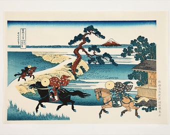 Katsushika Hokusai.Sumidagawa River Sekiyanosato Handmade Japanese Ukiyo-E Woodblock Print. Japanese Washi Paper