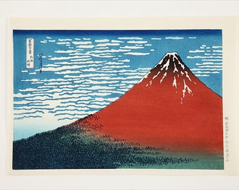 Woodblock Print Handmade Japanese Ukiyo-e  Katsushika Hokusai.Fine Wind, Clear Morning  Japanese Washi Paper
