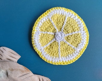 Sous tasse crochet fruité citron - Dessous de verre fait main au crochet