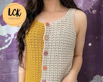 Patrón de camiseta sin mangas a crochet PDF - Camiseta sin mangas de dos caras