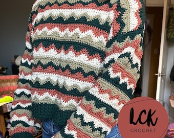 Patrón de suéter de crochet en PDF - Suéter Switchback