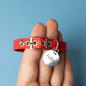 Cute Cat Collar Personalized Leather Collar Custom Collar Safety Collar Black Collar Small Collar Fish Tag Collar Id Collar image 10