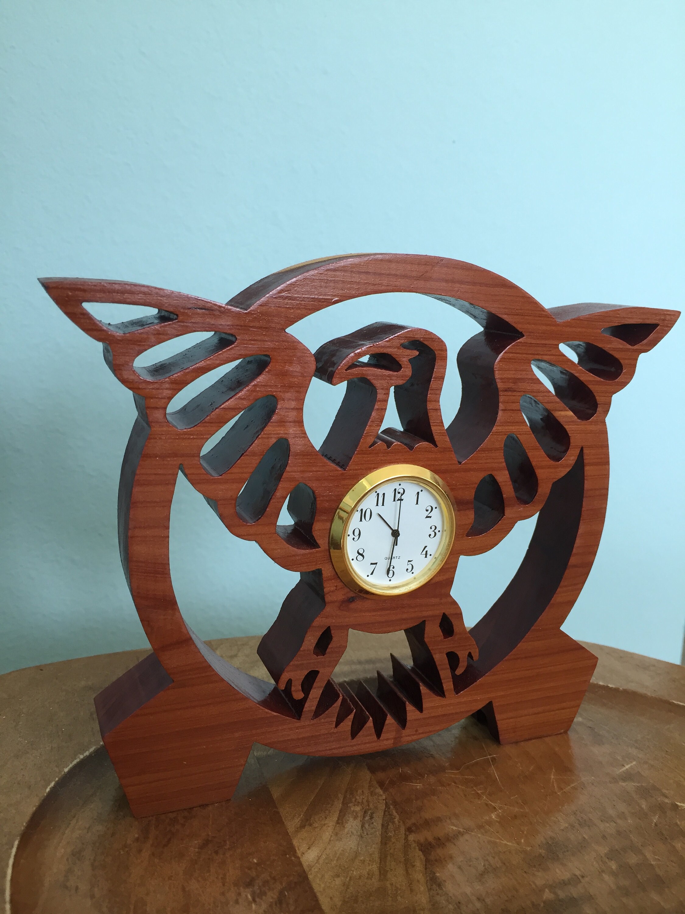 Eagle Desk Clock Handmade Cut From Red Cedar Wood Etsy Singapore