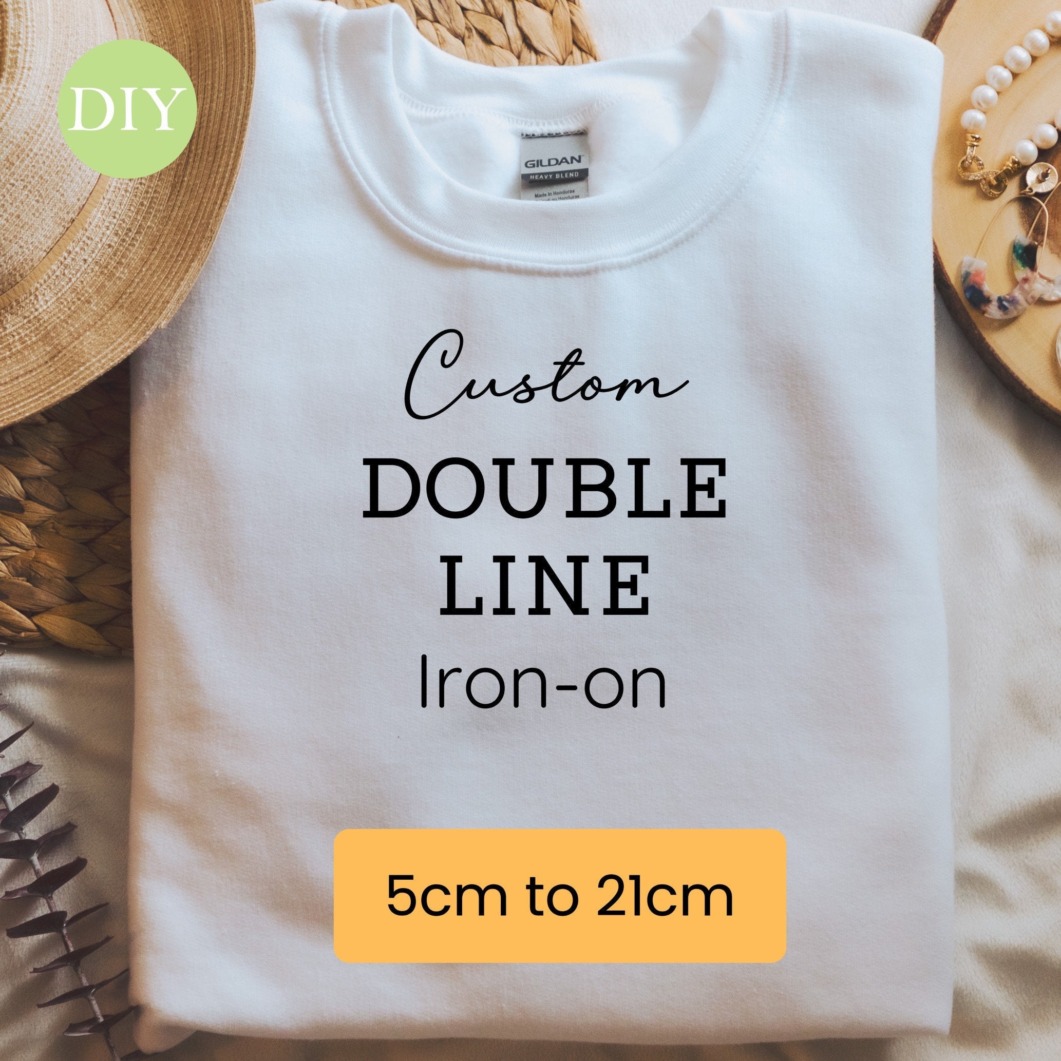 Custom Double Line Ironon Transfer 5cm to 21cm Etsy Australia