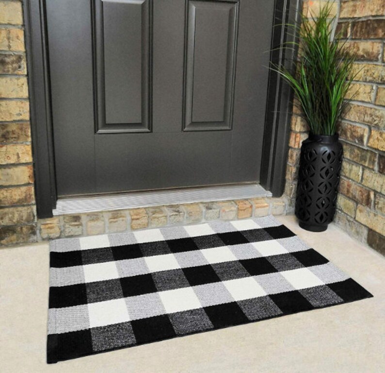 Welcome Mat Buffalo Check Rug Cotton Rug Indoor Outdoor | Etsy