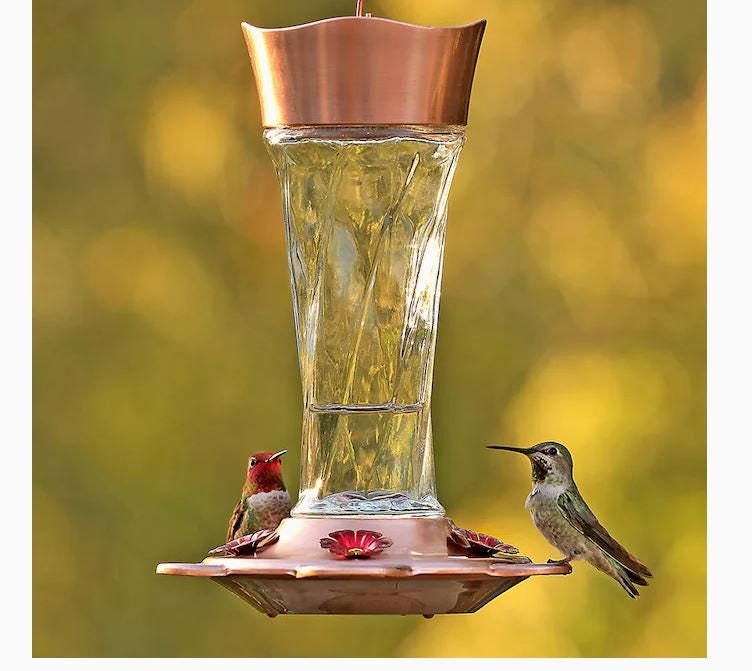 Copper Glass Hummingbird Feeder Spring Decor Mother's Etsy