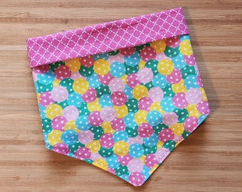 Colorful Pickleballs and Pink |  Preppy Pup Dog Bandana w/ Personalization | Add matching wristlet, hair tie or coozie