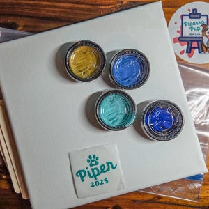 PICASSO PUP: Paint with Your Dog Art Kit | Includes canvas, choice of 4 paint colors, freezer bag | Add name to personalize