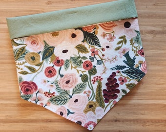 Rifle Paper Garden Party Rose Bandana  |  Dog Bandana w/ Personalization | Add matching wristlet, hair tie or coozie