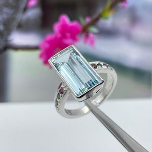 Natural Aquamarine Emerald Cut , 925 Sterling Silver,Beautiful Gorgeous Ring,Vintage Ring,Perfect Gift For Her, Aquamarine Wedding Gift ring