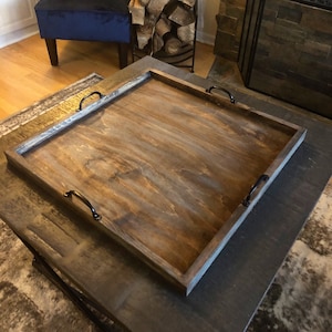 Beautiful Rustic Farmhouse Style Ottoman Tray