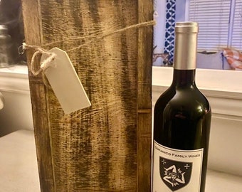 Handmade Rustic Wooden Wine Box, Wedding Gift