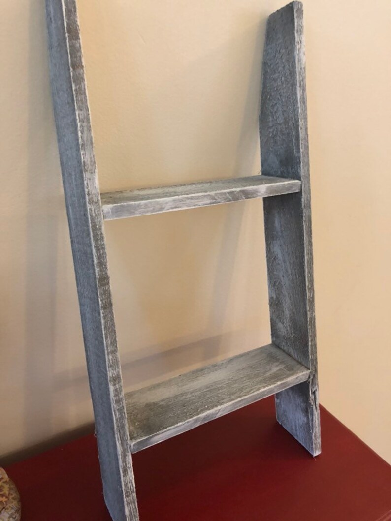 Rustic hand made leaning ladder shelf. Etsy