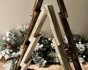 Rustic Wooden Christmas Trees, Set of 2, Weathered Finish