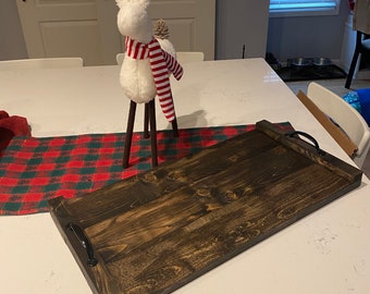 Rustic Farmhouse Charcuterie Board: Wooden Appetizer Tray with Black Handles