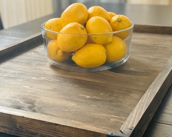 Hand Crafted Rustic Wooden Tray with Metal Corner Brackets