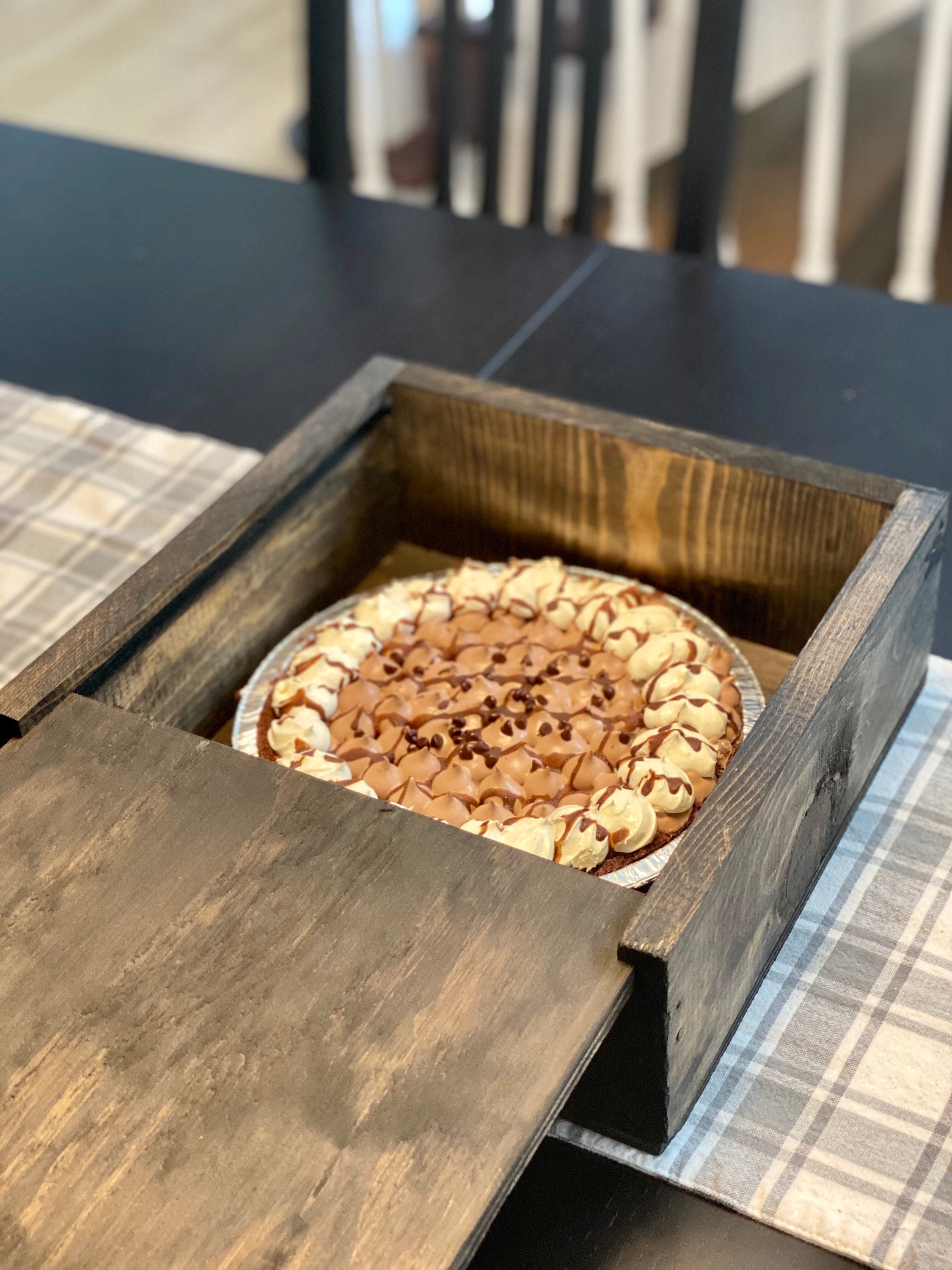 Rustic Wooden Pie Box: Sliding Lid Storage, 12x12x4.5 - Etsy