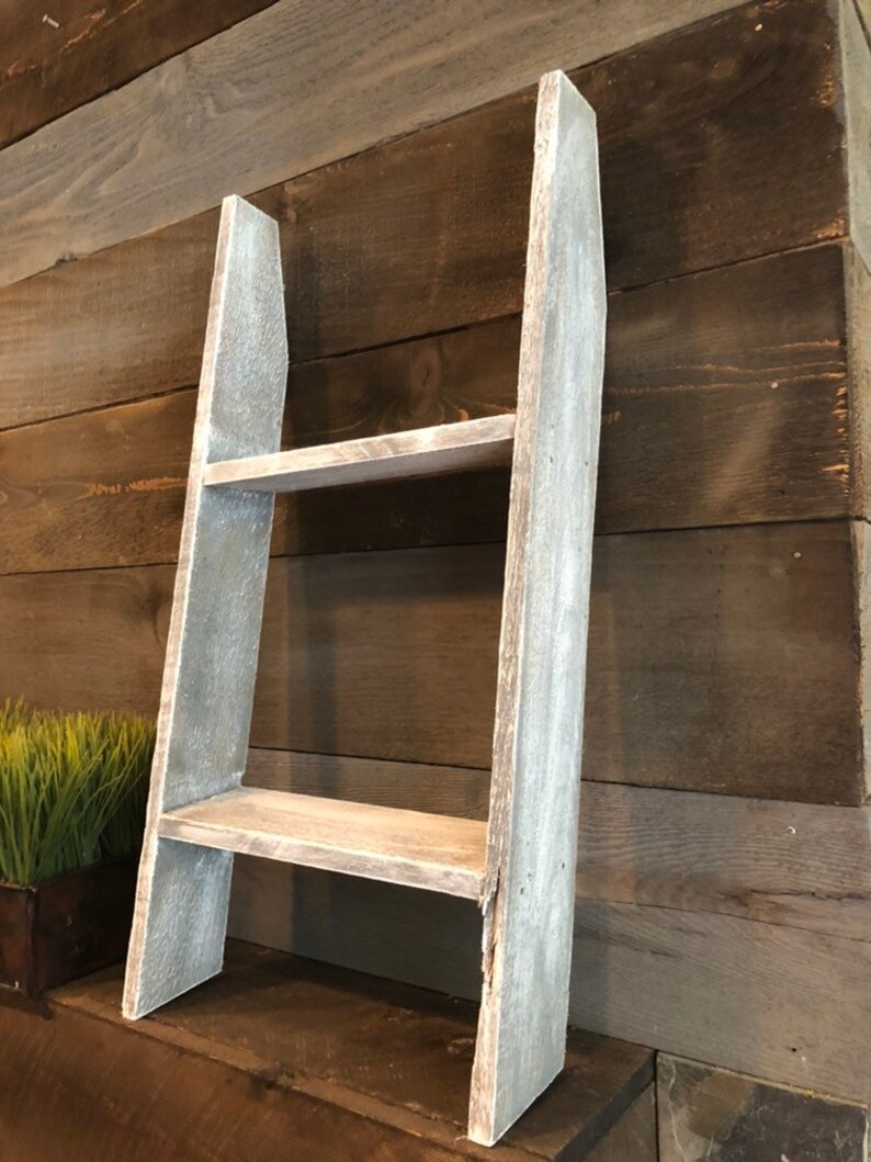 Rustic hand made leaning ladder shelf. Etsy