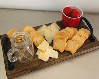 Small Rustic Cheese and Cracker Board, Wooden Serving Tray