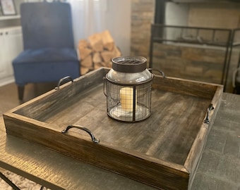 Handmade Rustic Ottoman Tray: Coffee Table Centerpiece