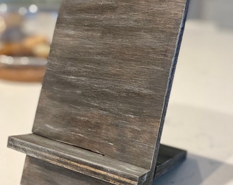Rustic wooden iPad/tablet/phone holder.  Farmhouse cookbook stand.
