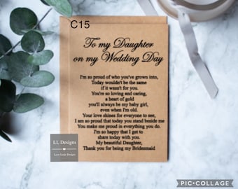 To my daughter on my wedding day, daughter of the bride, c15, brides daughter, on my wedding day