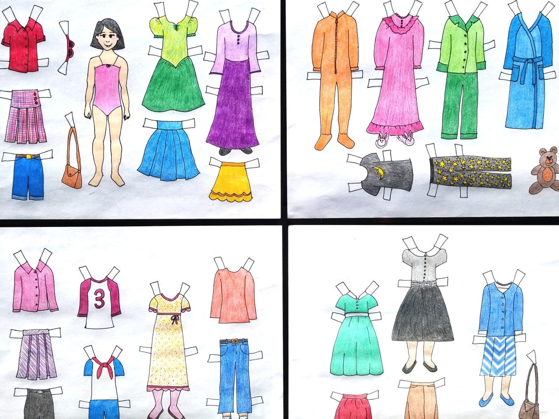Printable Paper Doll Coloring Pages for Girls - Etsy