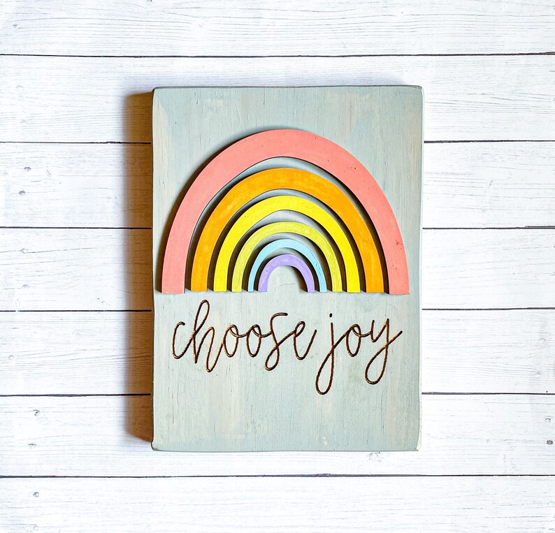 Choose Joy Sign Rainbow Nursery Decor Rainbow Playroom Etsy