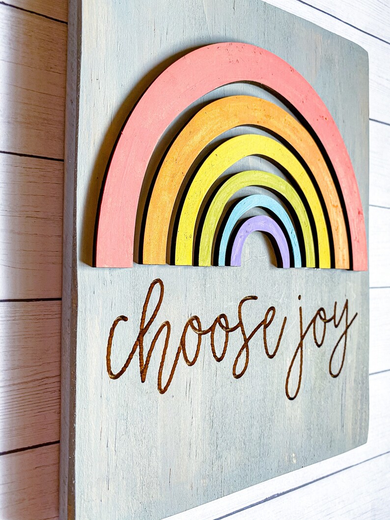 Choose Joy Sign Rainbow Nursery Decor Rainbow Playroom Etsy