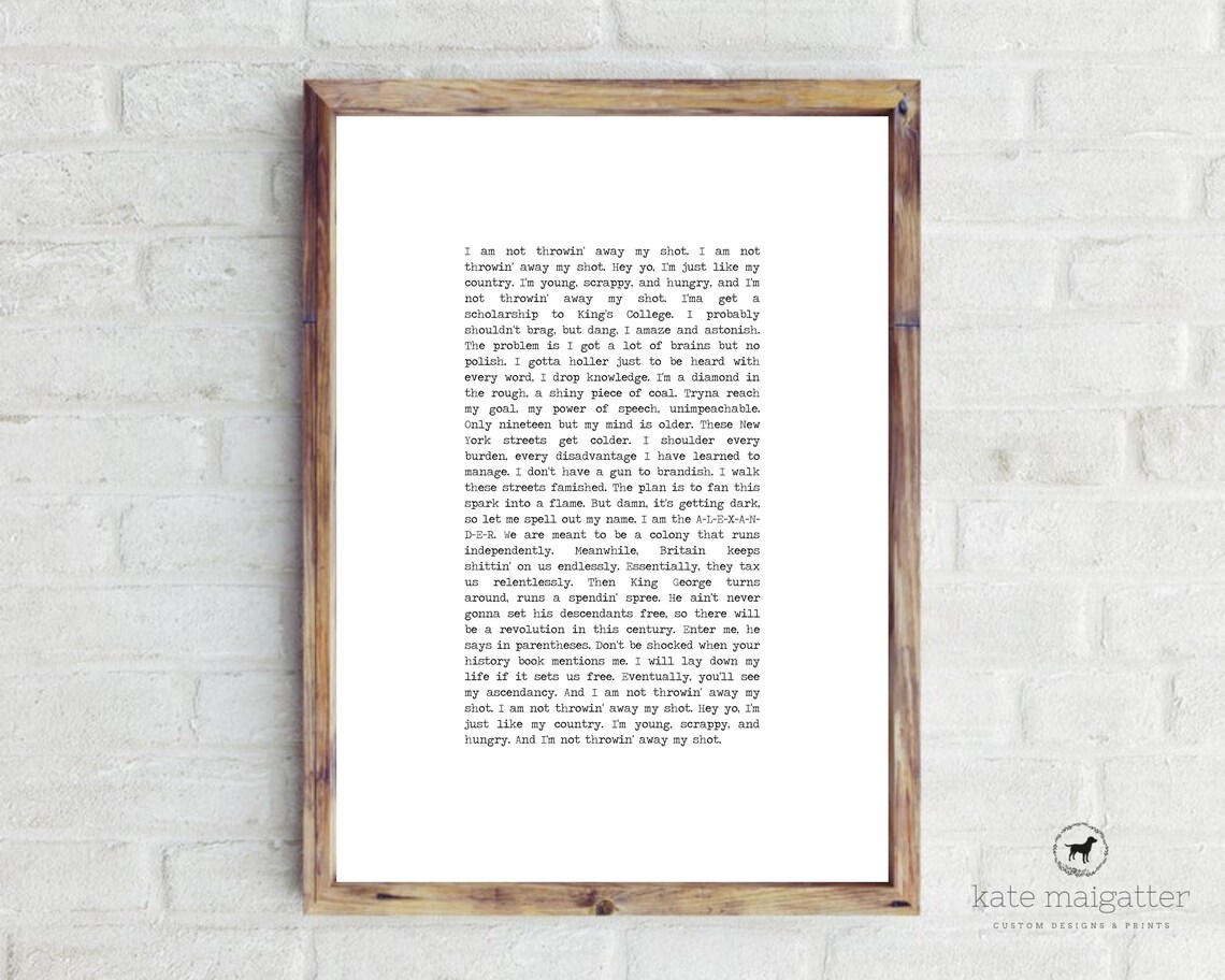 Hamilton Print My Shot Hamilton Lyrics Printable Hamilton - Etsy Australia