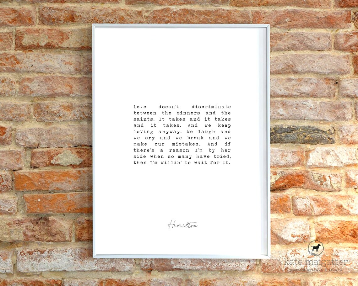 Hamilton Print Wait For It Lyrics Printable Hamilton Musical | Etsy