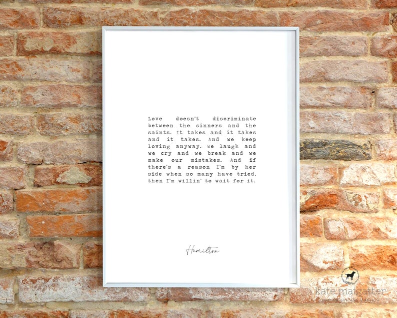 Hamilton print wait for it lyrics printable hamilton musical etsy
