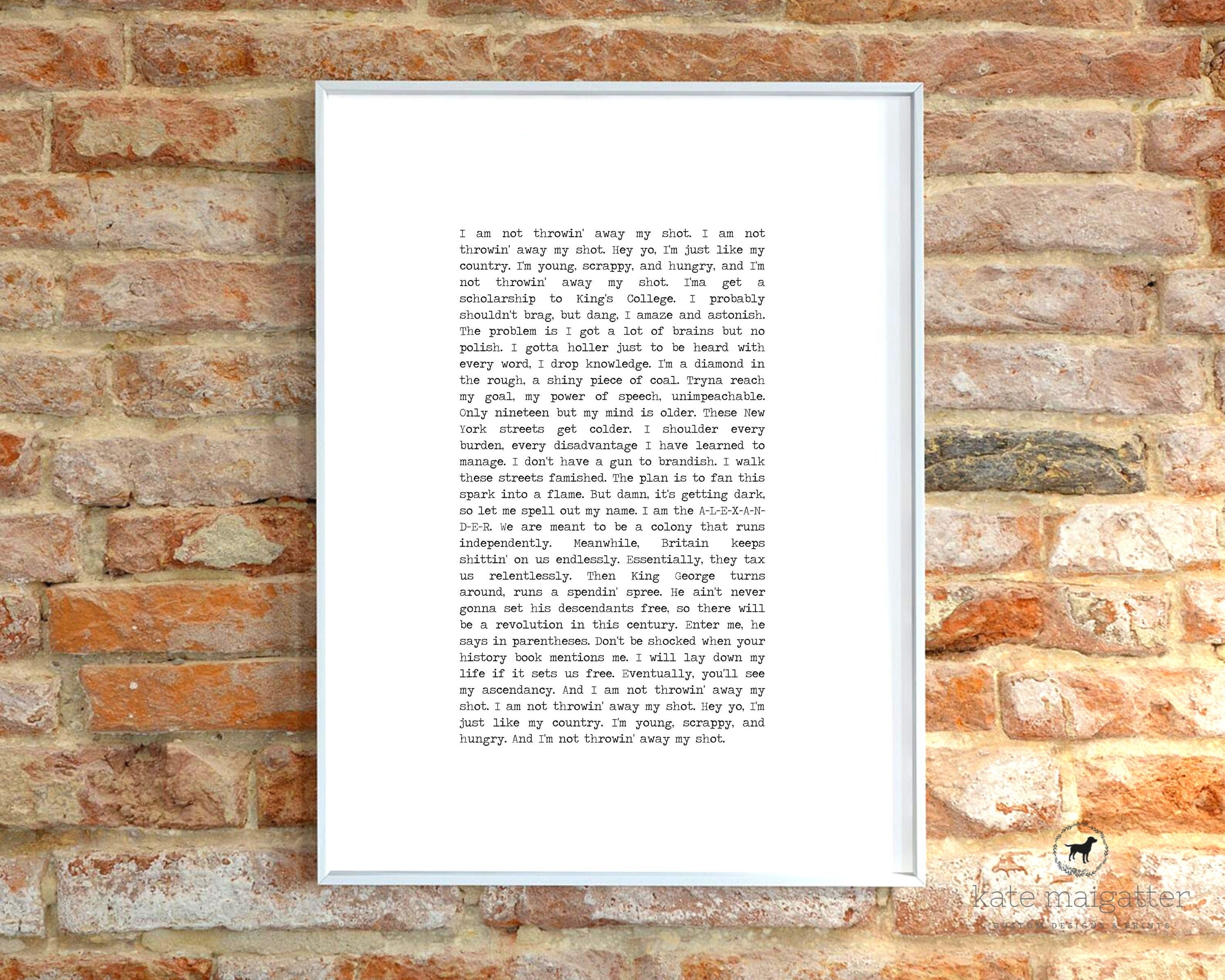 Hamilton Print My Shot Hamilton Lyrics Printable Hamilton | Etsy