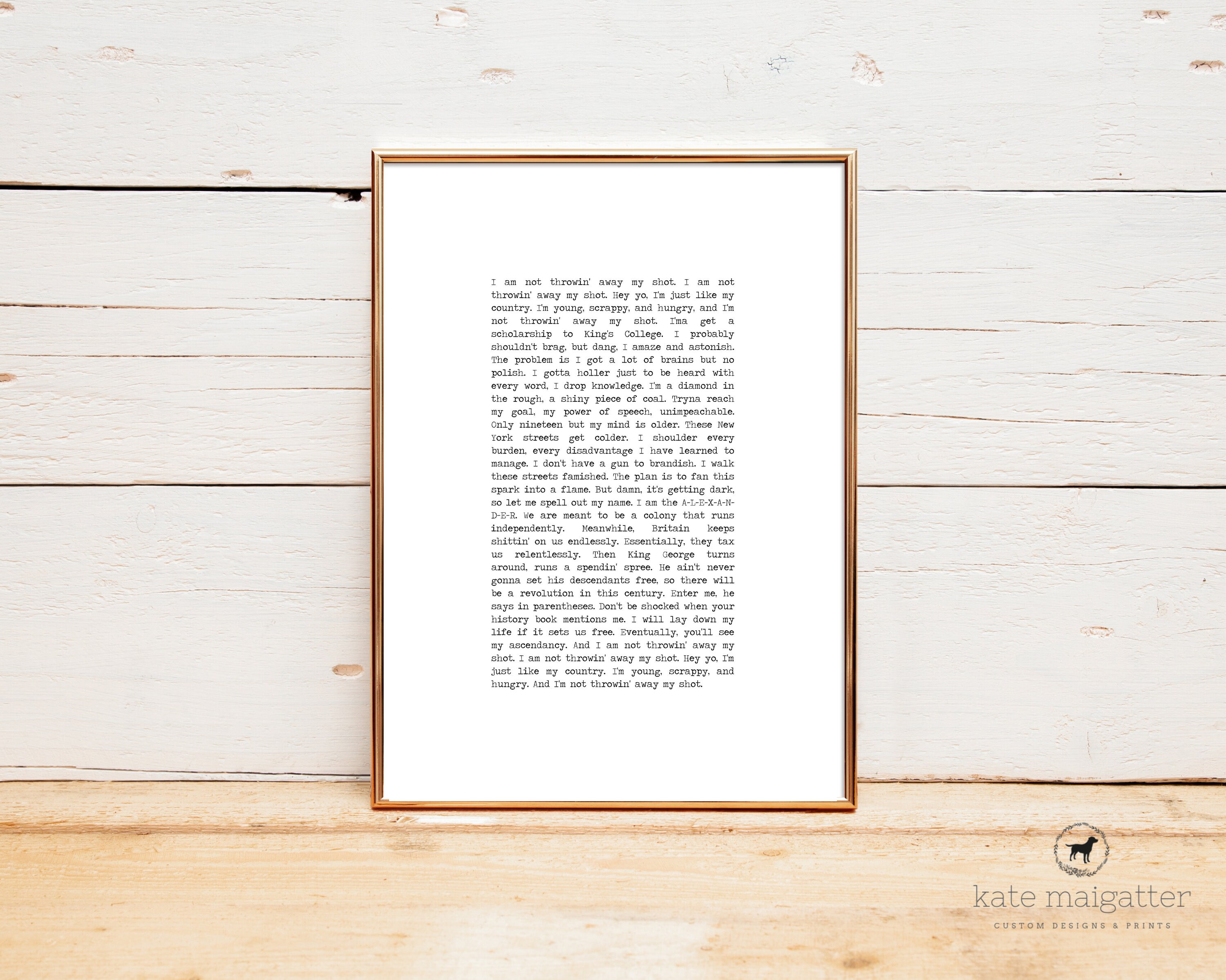 Hamilton Print My Shot Hamilton Lyrics Printable Hamilton | Etsy