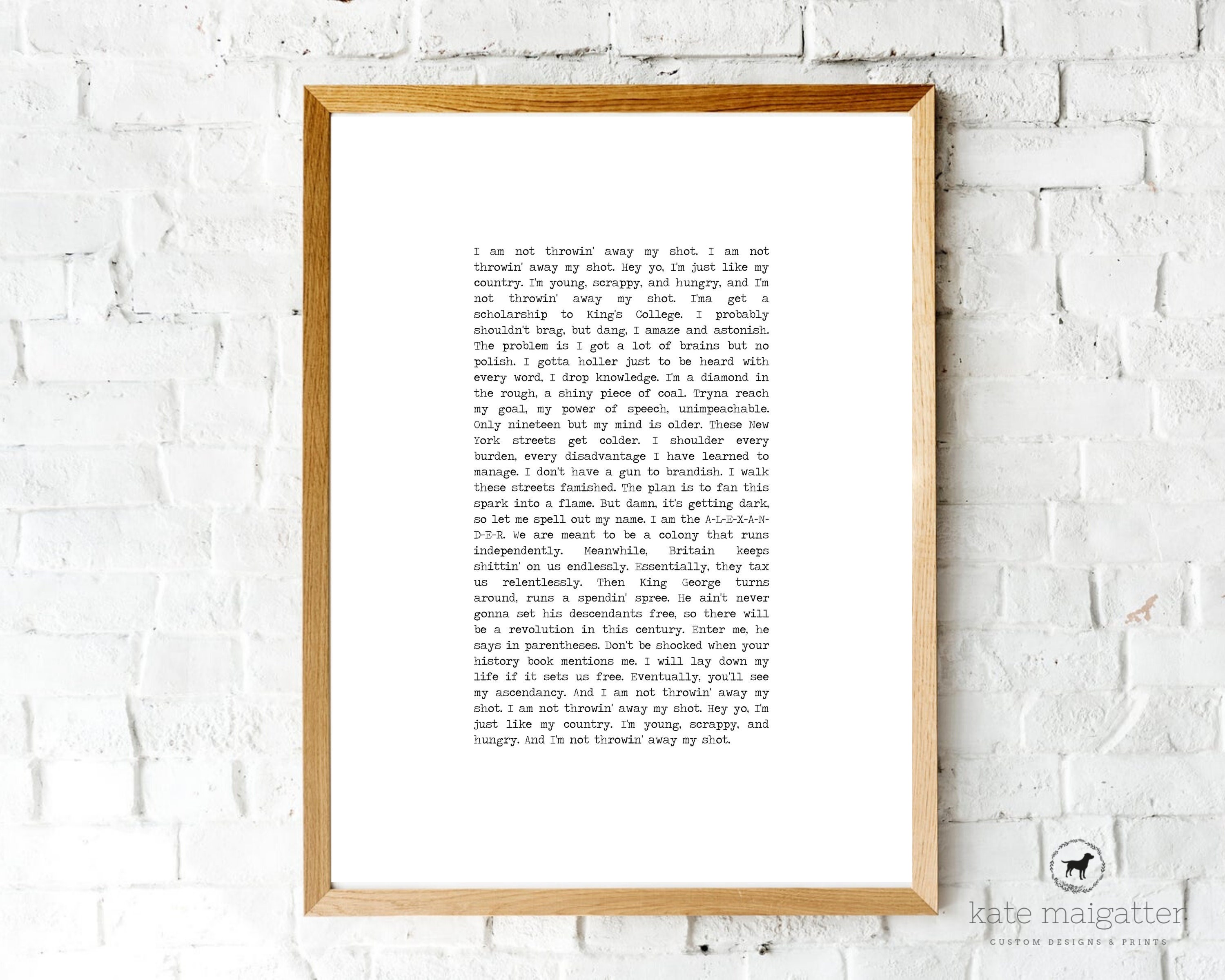 Hamilton Print My Shot Hamilton Lyrics Printable Hamilton | Etsy