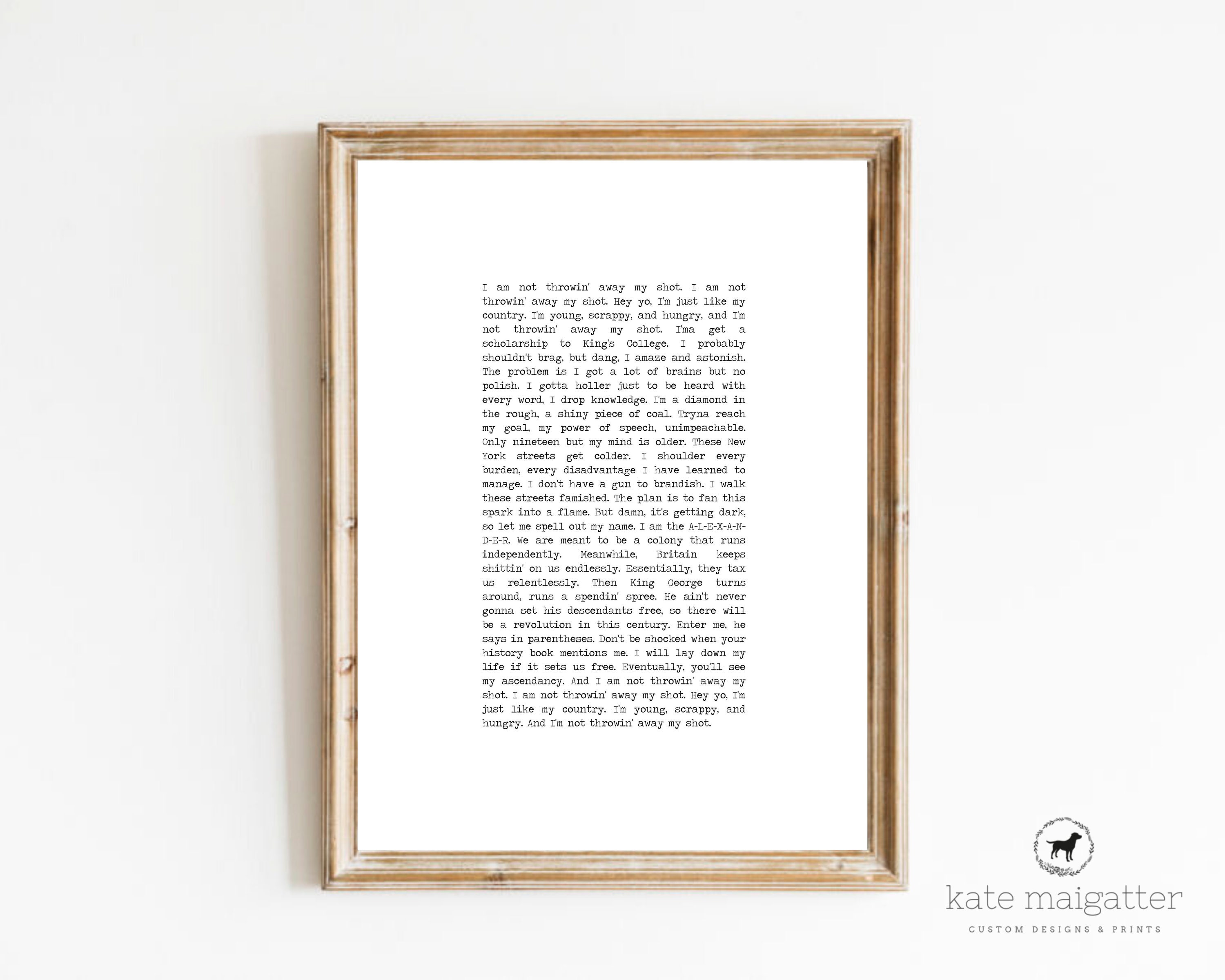 Hamilton Print My Shot Hamilton Lyrics Printable Hamilton - Etsy Australia
